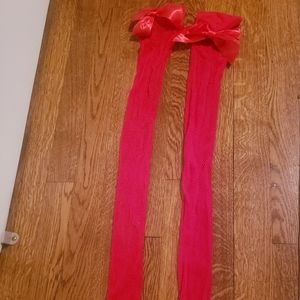 Red Thigh High Fishnets